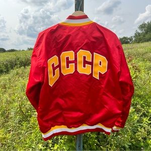 Large 80s Russel Athletic CCCP Bomber Jacket